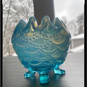 1912 Antique Northwood Opalescent Beaded Drape Rose Bowl